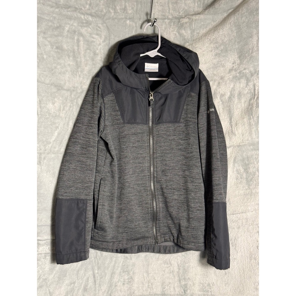 Columbia Kids Full Zip Fleece Hoodie Grey Space Dye Jacket Medium 10/12‎